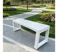 Banco de jardín de metal impermeable sin respaldo de 59 pulgadas, silla de patio al aire libre, diseño delgado multicolor para uso escolar, patio, parque y patio.