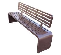 Banco de jardín de metal marrón resistente de 70.8 pulgadas con respaldo, asiento de acero galvanizado resistente al aire libre para porche, patio trasero y diseño de listones de parque