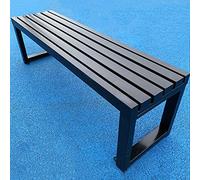 Banco de jardín de metal para exteriores, asiento de listones para patio para comedor y relajación, perfecto para patio, parque, porche y picnic (negro, 150 cm)