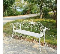 Banco de Jardín de Metal Para Exteriores, Silla, Asiento Doble con Respaldo Decorativo de Hierro Fundido, Banco de Parque para Balcón, Para Jardín, Patio, Patio, Porche y Solárium ( Color : White )