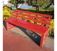Banco de jardín de metal resistente a la intemperie con respaldo, asiento de patio de 47 pulgadas para parque, picnic, patio, porche delantero, patio trasero, elegante acabado rojo y cómodo