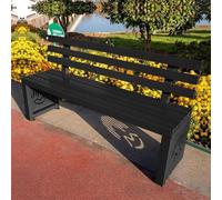 Banco de jardín de metal resistente a la intemperie con respaldo, asiento de patio de 59 pulgadas para parque, patio, picnic, porche delantero, patio, banco negro duradero para todo tipo de clima