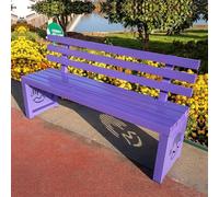 Banco de jardín de metal resistente a la intemperie con respaldo, asiento de patio de 59 pulgadas para parque, picnic, patio y porche delantero, muebles morados elegantes para relajación en el patio