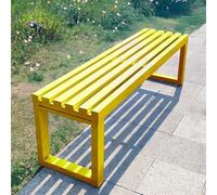 Banco de jardín de metal resistente a la intemperie de 1,8 m, sin respaldo, muebles de patio para parque, césped, veranda, elegante solución de asiento amarillo para exteriores