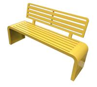 Banco de jardín de metal resistente de 70.8 pulgadas con respaldo, asiento de acero galvanizado para exteriores, patio, porche, patio trasero y parque, elegante piel amarilla