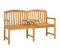 Banco de jardín de teca maciza, 150,5 x 60 x 95 cm, acabado marrón | Listones limpios, patas estables, madera natural, peso máximo 110 kg por asiento