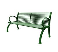 Banco de Jardin Exterior 3 Plazas Tubo Redondo de Acero Galvanizado Banco del Parque Moldeo de Una Sola Pieza Banco de Balcón con Respaldo Ligeramente Curvado para Patio, Jardín, Césped(Bronze,1.5m)