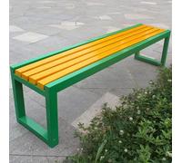 Banco de jardín exterior de madera y acero, 2-3 plazas, resistente a la intemperie, sin respaldo, perfecto para patio, balcón o terraza, tamaño: 100 cm