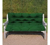 Banco de jardín impermeable para exteriores con respaldo, silla de 3 plazas para patio, columpio, cojín de asiento, sofá, color verde, 120 x 100 x 10 cm