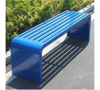 Banco de jardín moderno de metal sin brazos para exteriores, banco de parque duradero resistente a la intemperie para playa, patio, piscina, césped y espacios al aire libre (100 x 40 x 45 cm, azul)