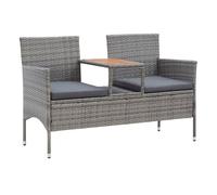 Banco de jardín muebles de exterior para terraza de 2 plazas y mesa de té 143 x 65 x 88 cm resina tejida gris 02_0011310