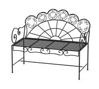 Banco de jardín Outsunny, banco de patio exterior de 2 plazas, sofá de jardín de metal con asiento de listones, capacidad de 200 kg para balcón, porche o parque, 107 x 55,5 x 92 cm, negro.