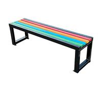 Banco de jardín para 2 personas resistente a la intemperie con asiento de madera natural y marco de metal resistente para parques, patios residenciales, espacios públicos e instalaciones comunitarias