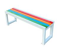 Banco de jardín para 2 personas resistente a la intemperie con asiento de madera natural y marco de metal resistente para parques, patios residenciales, espacios públicos e instalaciones comunitarias
