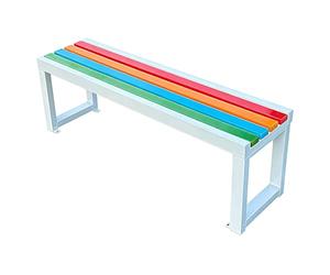 Banco de jardín para 2 personas resistente a la intemperie con asiento de madera natural y marco de metal resistente para parques, patios residenciales, espacios públicos e instalaciones comunitarias