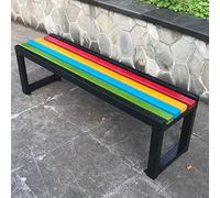 Banco de jardín para exteriores, banco de parque de madera con marco de acero galvanizado de 500 kg, capacidad perfecta para patio, patio, entrada, negro, 120 cm/47 pulgadas