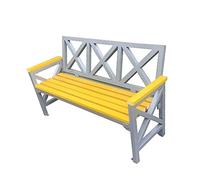 Banco de jardín para exteriores, madera maciza con marco de hierro fundido, respaldo extraíble, anticorrosivo y resistente al desgaste, para 2 a 3 personas