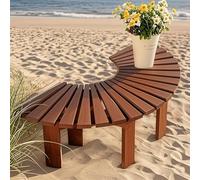 Banco de jardín para patio al aire libre, marco de listones de madera maciza, asiento curvado resistente a la intemperie para césped, porche, patio trasero, balcón