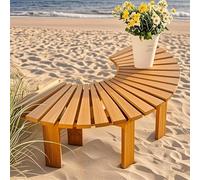 Banco de jardín para patio al aire libre, marco de listones de madera maciza, asiento curvado resistente a la intemperie para césped, porche, patio trasero, balcón