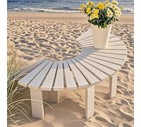 Banco de jardín para patio al aire libre, marco de listones de madera maciza, asiento curvado resistente a la intemperie para césped, porche, patio trasero, balcón