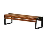 Banco de jardín para patio al aire libre, silla de ocio sin respaldo con marco de aluminio fundido y construcción de madera maciza, solución duradera para asientos al aire libre para todo tipo de