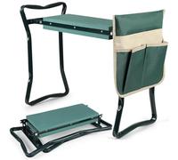 Banco de jardín plegable, taburete versátil para arrodillarse y sentarse con bolsillo para herramientas, diseño ergonómico para soporte de rodilla y espalda, ideal para asistente de jardinería al aire