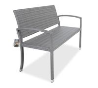 Banco de jardín poliratán gris 122x87x60cm 2 plazas
