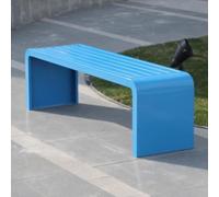 Banco de jardín resistente a la intemperie, asiento de hierro sin respaldo para parque y porche, colorido banco de jardín de infantes (azul 120 cm) - perfecto para jardines y espacios al aire libre