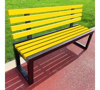 Banco de jardín resistente a la intemperie de madera maciza y metal con respaldo, color negro y amarillo, ideal para balcón, porche, jardín, 40 x 120 cm