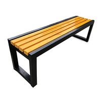 Banco de jardín resistente a la intemperie, estructura de acero y madera/plástico para patio, patio, terraza, césped, muebles junto a la piscina (120 x 40 x 45 cm, color C)