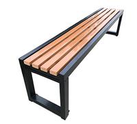 Banco de jardín resistente a la intemperie, muebles de patio elegantes con acero duradero y compuesto de madera/plástico para patio trasero, terraza, césped, piscina, 150 x 40 x 45 cm