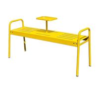 Banco de jardín resistente para 2 personas con mesa central integrada, asiento de metal resistente a la intemperie para patio, balcón, porche y espacios públicos, construcción de acero galvanizado