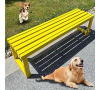 Banco de jardín rústico de hierro forjado sin respaldo para 23 personas, perfecto para escuelas, hospitales y plazas, color amarillo duradero, 80 cm con agujeros de fijación