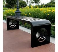 Banco De Jardín Sin Respaldo, Banco De Balcón De 2 Plazas 100/120/150/180 Cm Bancos Exterior Jardín Resistente A La Intemperie, Banqueta De Metal para Terraza Parque Porche(Black,180 cm/70.87 in)