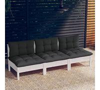 Banco de jardín, sofá de jardín, sofá acolchado de ocio, muebles de salón, sofá de jardín de 3 plazas con cojín de madera maciza de pino, sofá con función de sueño, para salón, dormitorio, oficina