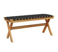 Banco de Jardín vidaXL Madera Maciza de Acacia y Tela Negra, Asiento de Parque al Aire Libre