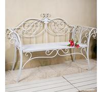 Banco de jardín vintage for 2, compacto for balcón, terraza y jardín | Banco de hierro forjado for parejas y familias, ideal for espacios exteriores pequeños(White)