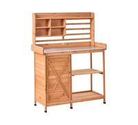 Banco de jardinería Moderno con almacenaje 113 x 46 x 148 cm encimera de Hierro Muebles de jardín Madera de Abeto marrón Claro Meldola