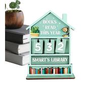 Banco de lectura, cartel de seguimiento de los progresos anuales de madera 18 x 13 cm | Tablero para libros anuales personalizado de madera, para el seguimiento manual de objetivos de 150 g