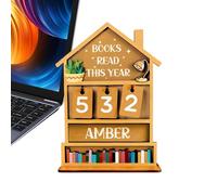 Banco de lectura, cartel de seguimiento de los progresos anuales de madera 18 x 13 cm | Tablero para libros anuales personalizado de madera, para el seguimiento manual de objetivos de 150 g