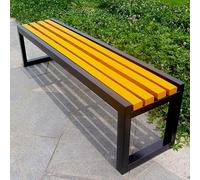 Banco de listones de metal para parque infantil, sin respaldo, listones de madera, carga de 200 kg, ideal para apartamentos, escuelas, jardines, par y salones, color amarillo, 100 x 40 x 45 cm