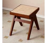 Banco de Madera con Asiento de ratán, Banco de Madera de Mediados de Siglo, Taburete de Zapato de Cambio de Comedor de Entrada para Sala de Estar, Dormitorio, Cocina, Pasillo Natural