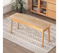 Banco de madera estilo granja para sala de estar y comedor, banco de entrada con acabado a juego y hermosa textura