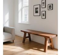 Banco de madera interior para entrada, grano de madera natural, diseño simple, marco de soporte fuerte, ideal para cocina, comedor, sala de estar, dormitorio o vestíbulo