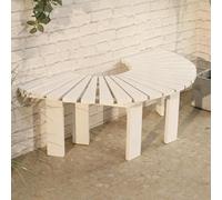 Banco de madera maciza, bancos para muebles de exterior, asientos de ocio resistentes, banco de árbol semicircular sin espalda, envolvente para patio/porche/césped/patio, 4 colores(Blanco,Half Round)