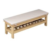 Banco de madera maciza para exteriores con asiento acolchado suave, capacidad de peso de 300 kg, perfecto para entrada, sala de estar, patio, 80 x 30 x 42 cm
