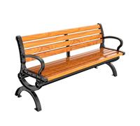 Banco de madera maciza para exteriores para 2 y 4 personas, asiento de jardín con respaldo y reposabrazos, muebles de exterior perfectos para patio, césped, porche, camino (150 cm)