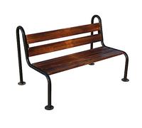 Banco de madera para exteriores con marco de metal, diseño de listones para jardín y patio, muebles duraderos perfectos para uso en patio trasero y terraza