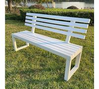 Banco de madera para exteriores con respaldo, fácil de montar, banco de patio, asiento de listones, muebles de jardín (blanco, 120 cm)