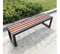 Banco de madera para exteriores de 2 a 3 asientos, banco de jardín con marco de metal, asiento de patio recubierto de polvo, capacidad de 300 kg, perfecto para jardín, parque, balcón (tamaño de 100 cm